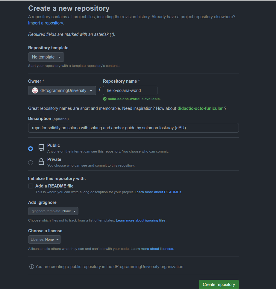 create empty Github repo by dProgramming university