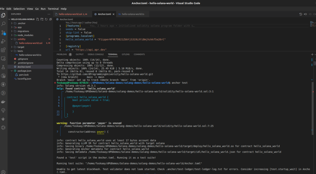 solidity solana deployement images error by dProgramming university